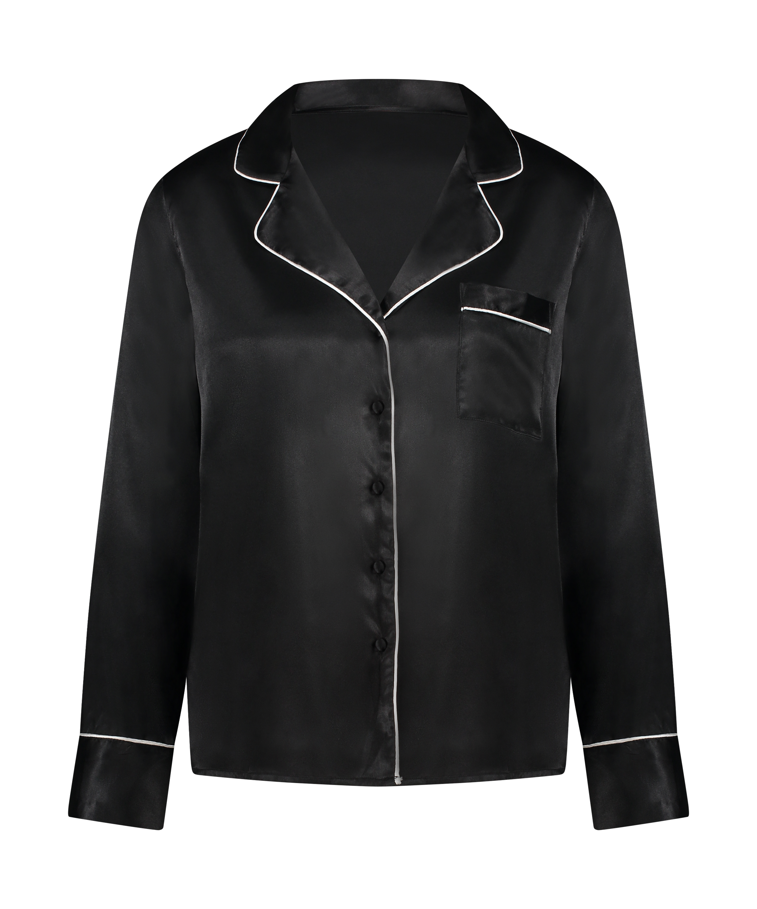 Kurtka z satyny z długimi rękawami, Czarny, main