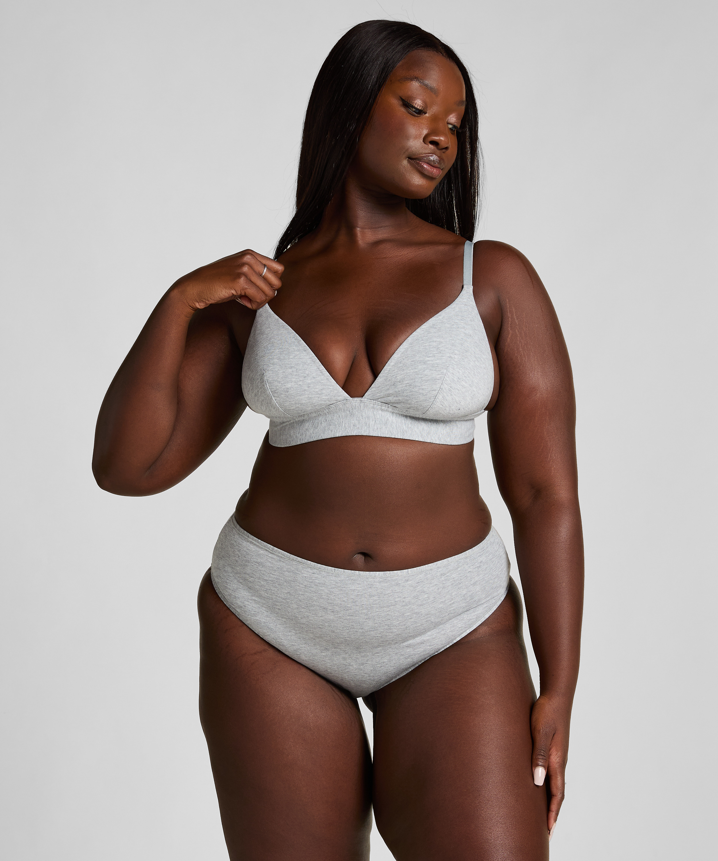 Bawełniane brazyliany z wysokim wycięciem, Szary, main