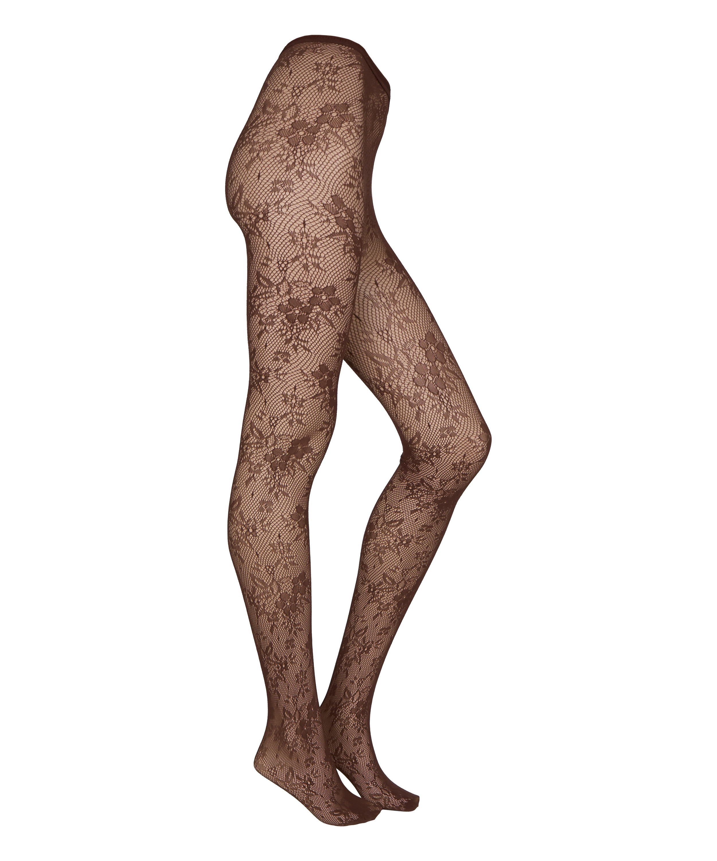 Rajstopy Allover Lace Fishnet, Brązowy, main