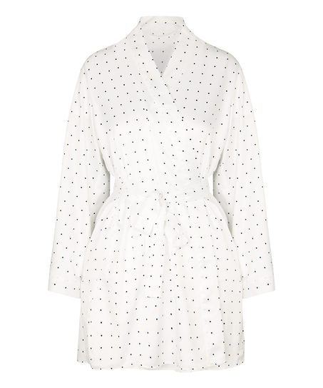 Satynowe Kimono w Kropki Dolly, Biały