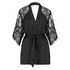 Satin Lace Flared Kimono, Czarny
