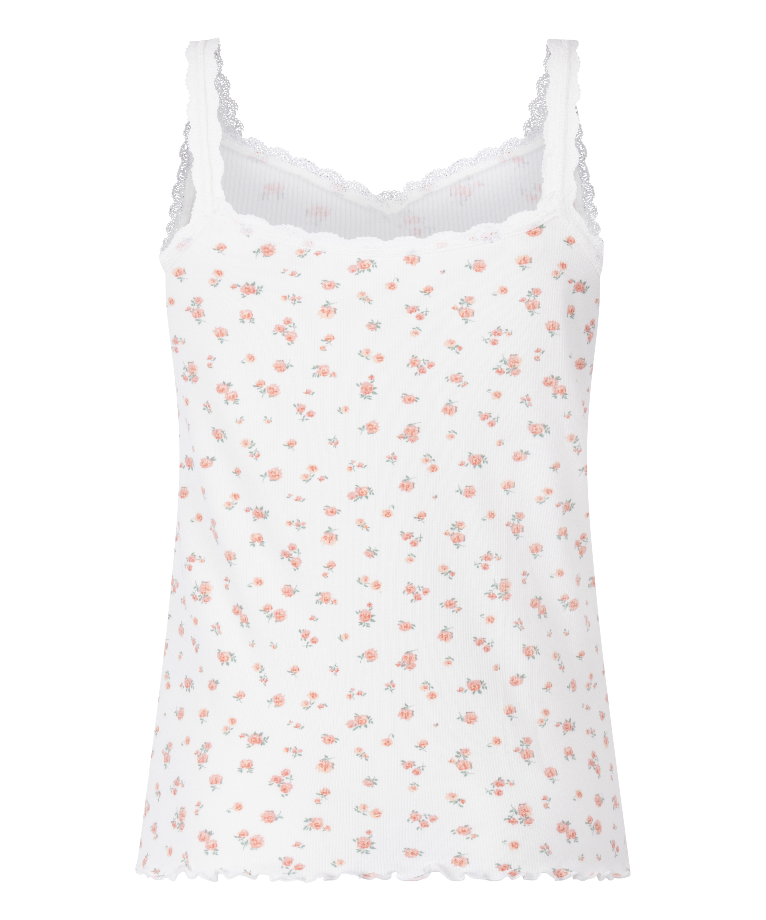 Prążkowana koszulka na ramiączkach, Biały, main