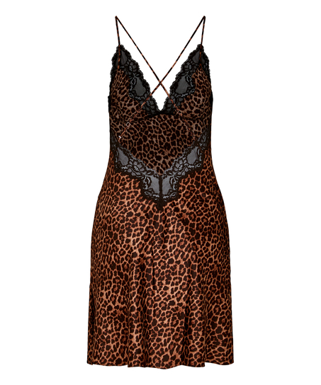 Koszula Nocna Leopard Gabrielle, Czarny