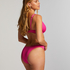 Majtki Bikini Wysoko Krojona Scallop Lurex, R&oacute;żowy