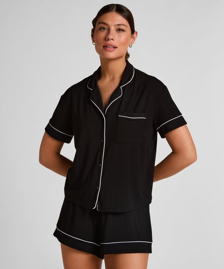 Narzutka Essential z dżerseju z kr&oacute;tkim rękawem, Czarny