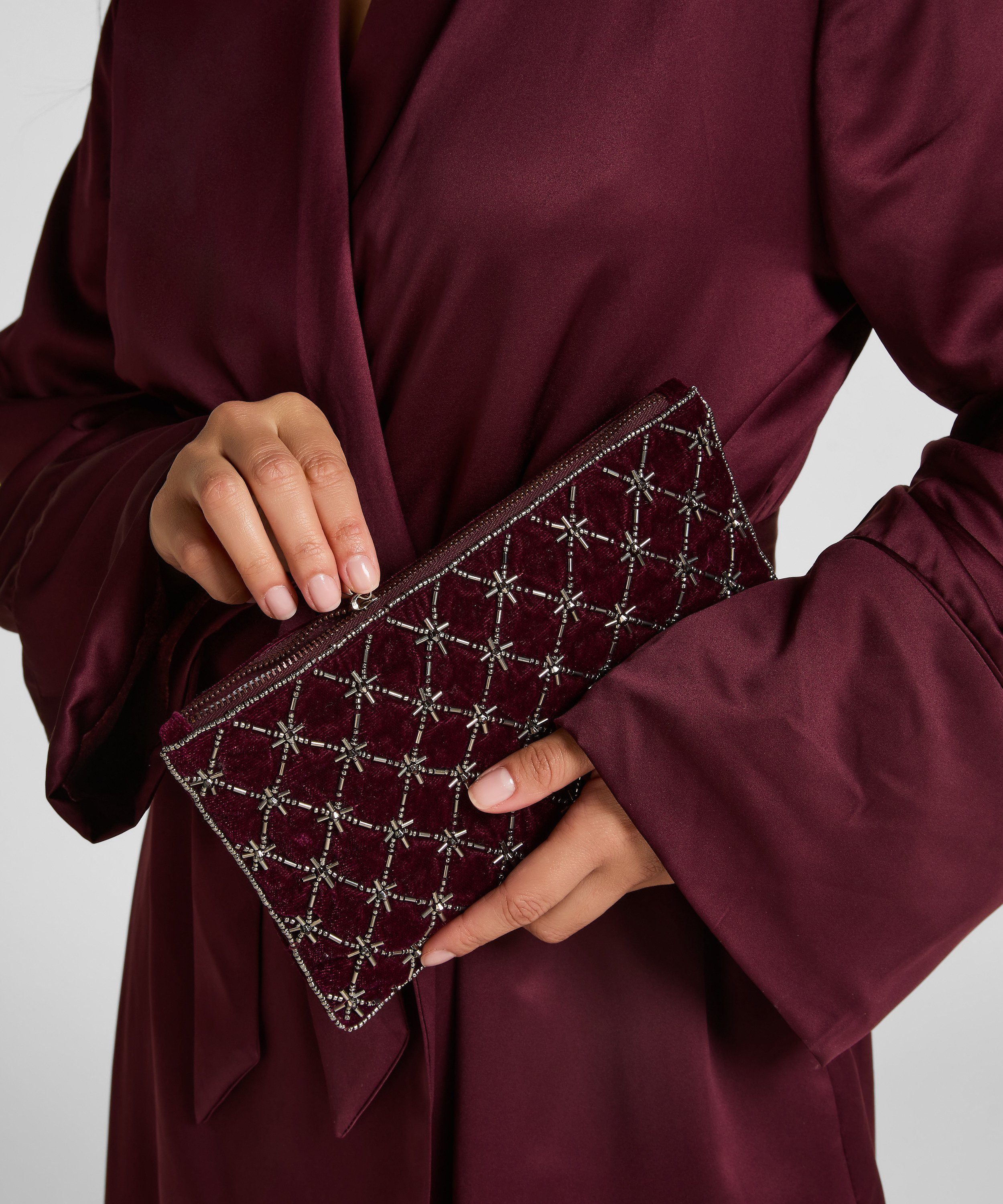 Torebka z koralikami, Fioletowy, main