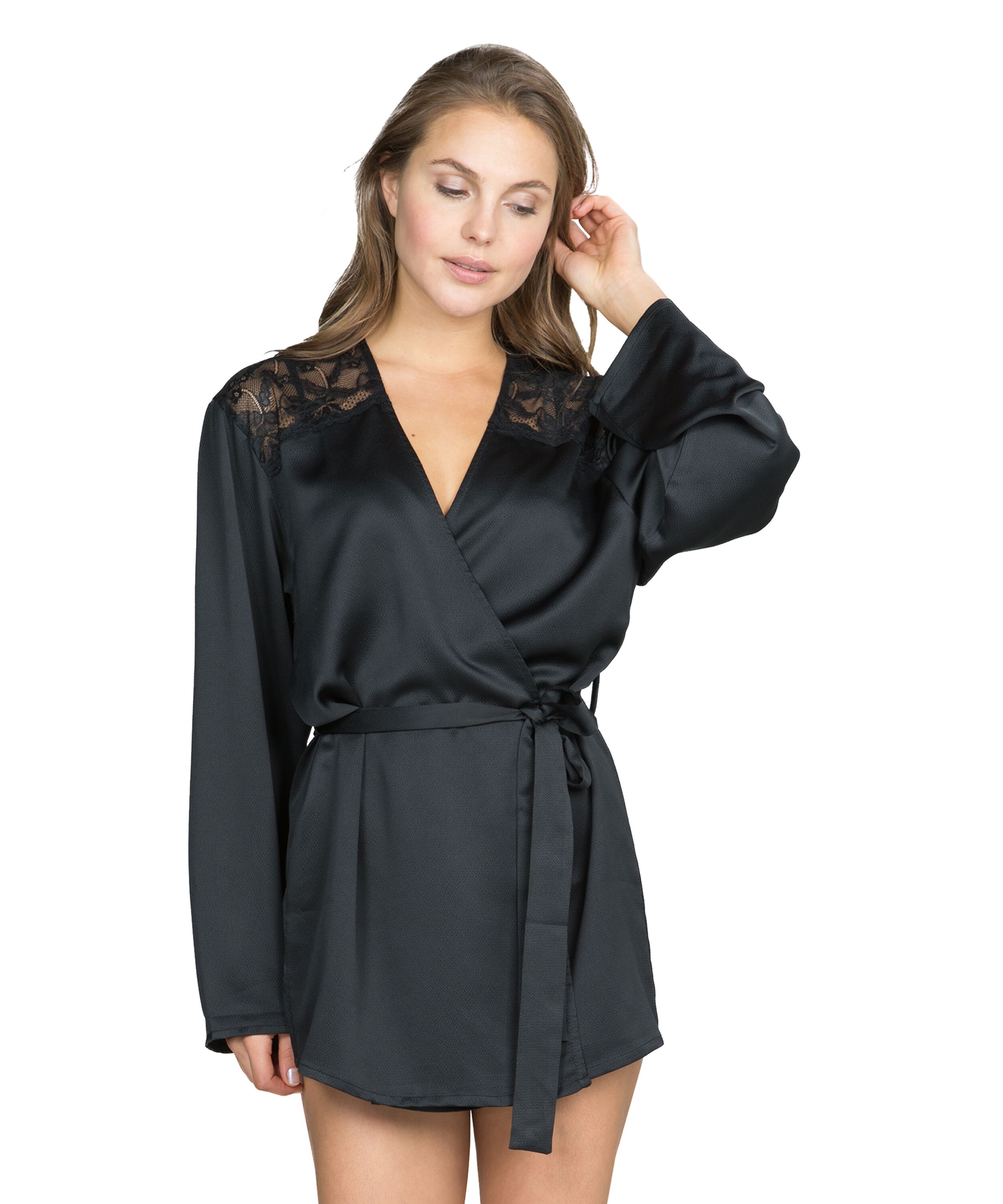 Kimono Hammered satin, Czarny