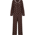 Pyjama Set Poplin Ruffle, Brązowy
