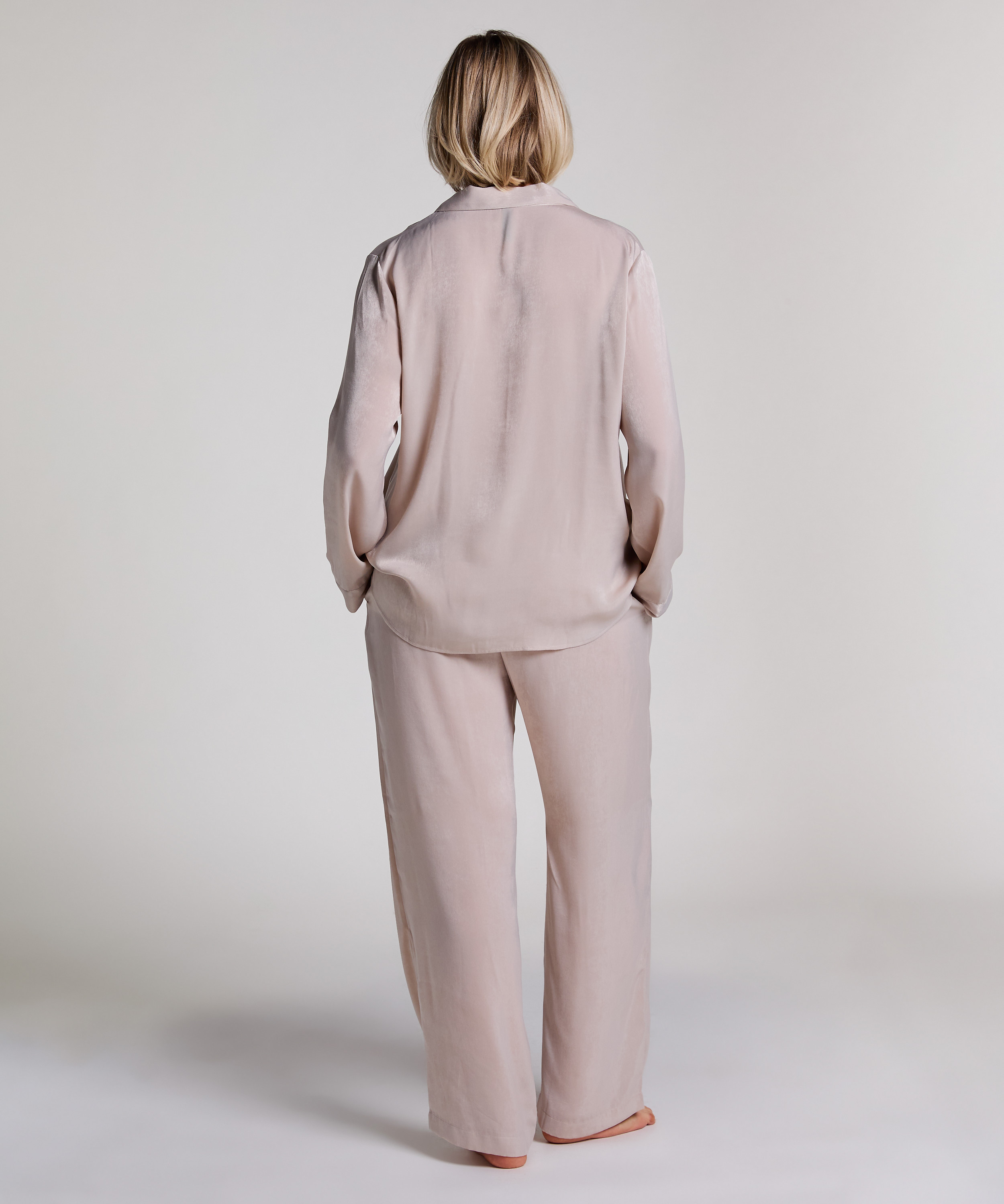 Kurtka z satyny z długimi rękawami, Beżowy, main