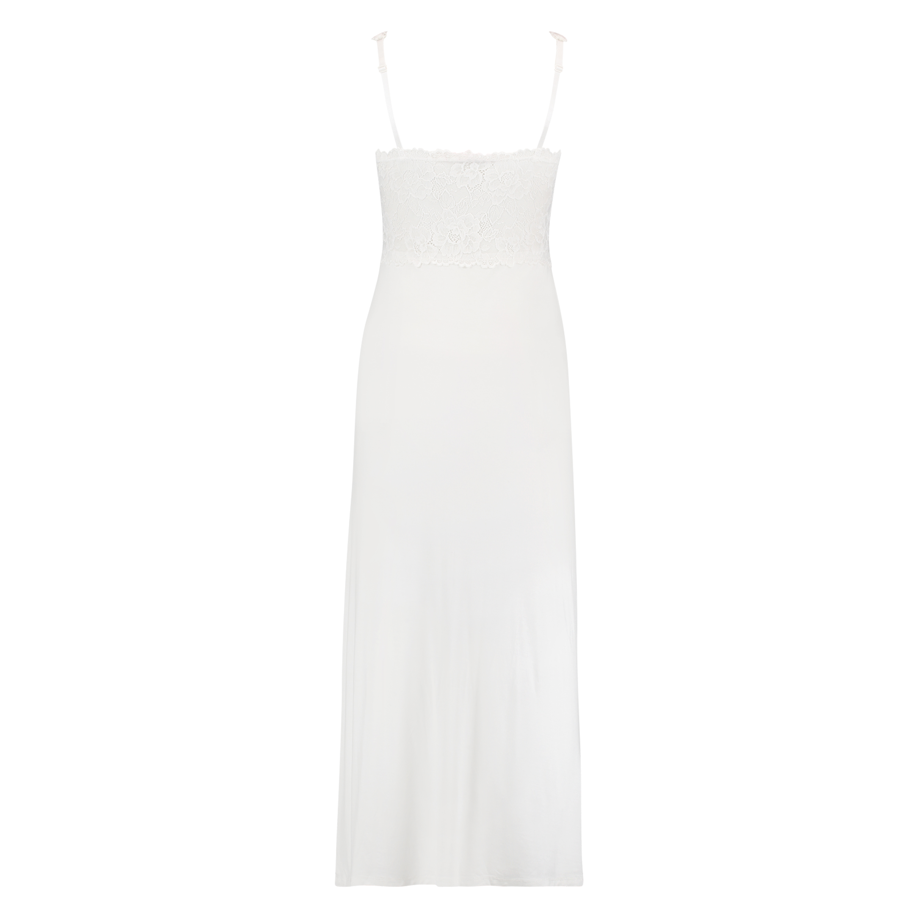 Long slip dress Modal lace, Biały, main