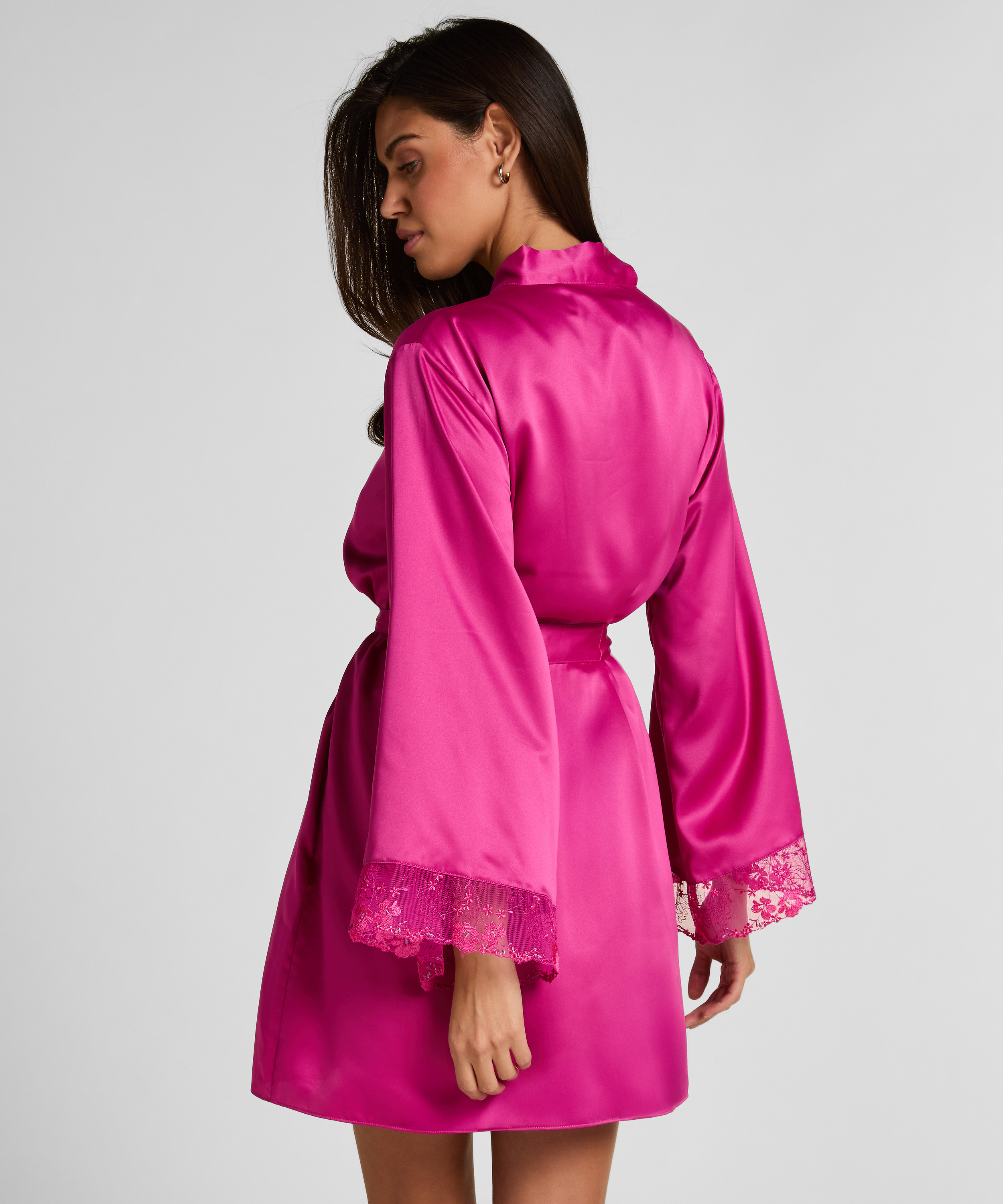 Satynowe kimono Peonie, R&oacute;żowy, main