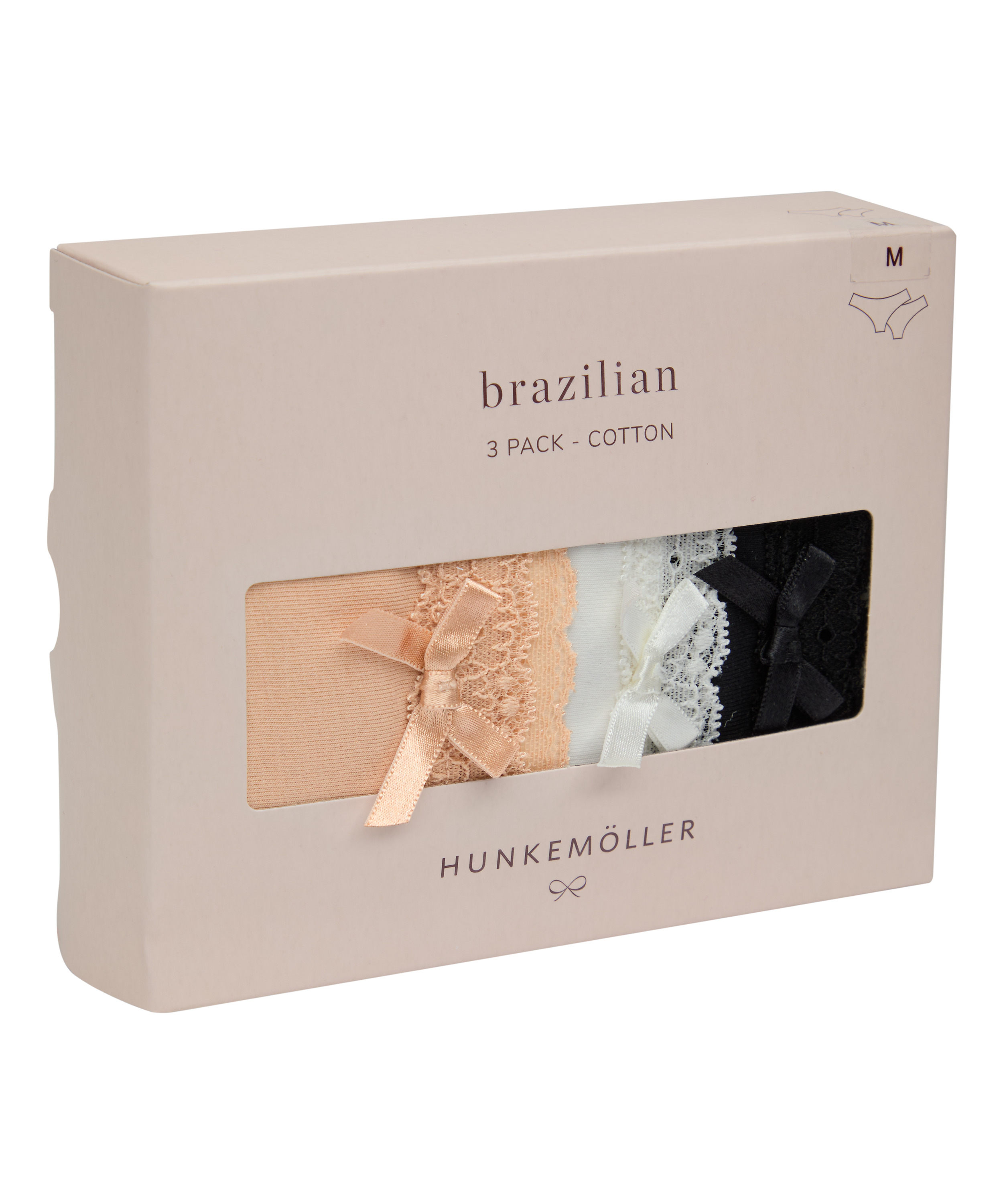 Wielopak Bawełnianych Majtek Brazilian, Beżowy, main