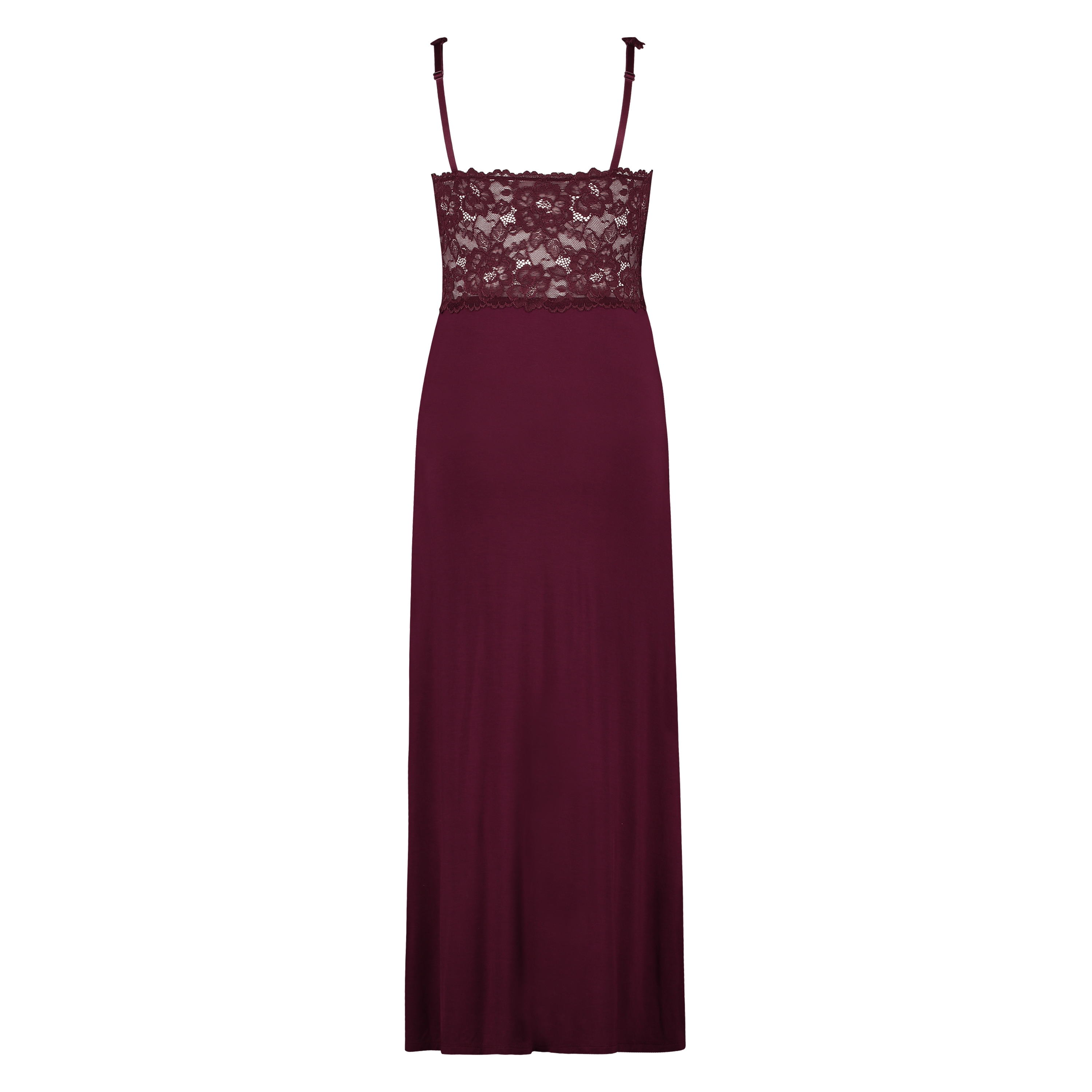 Long slip dress Modal lace, Czerwony, main