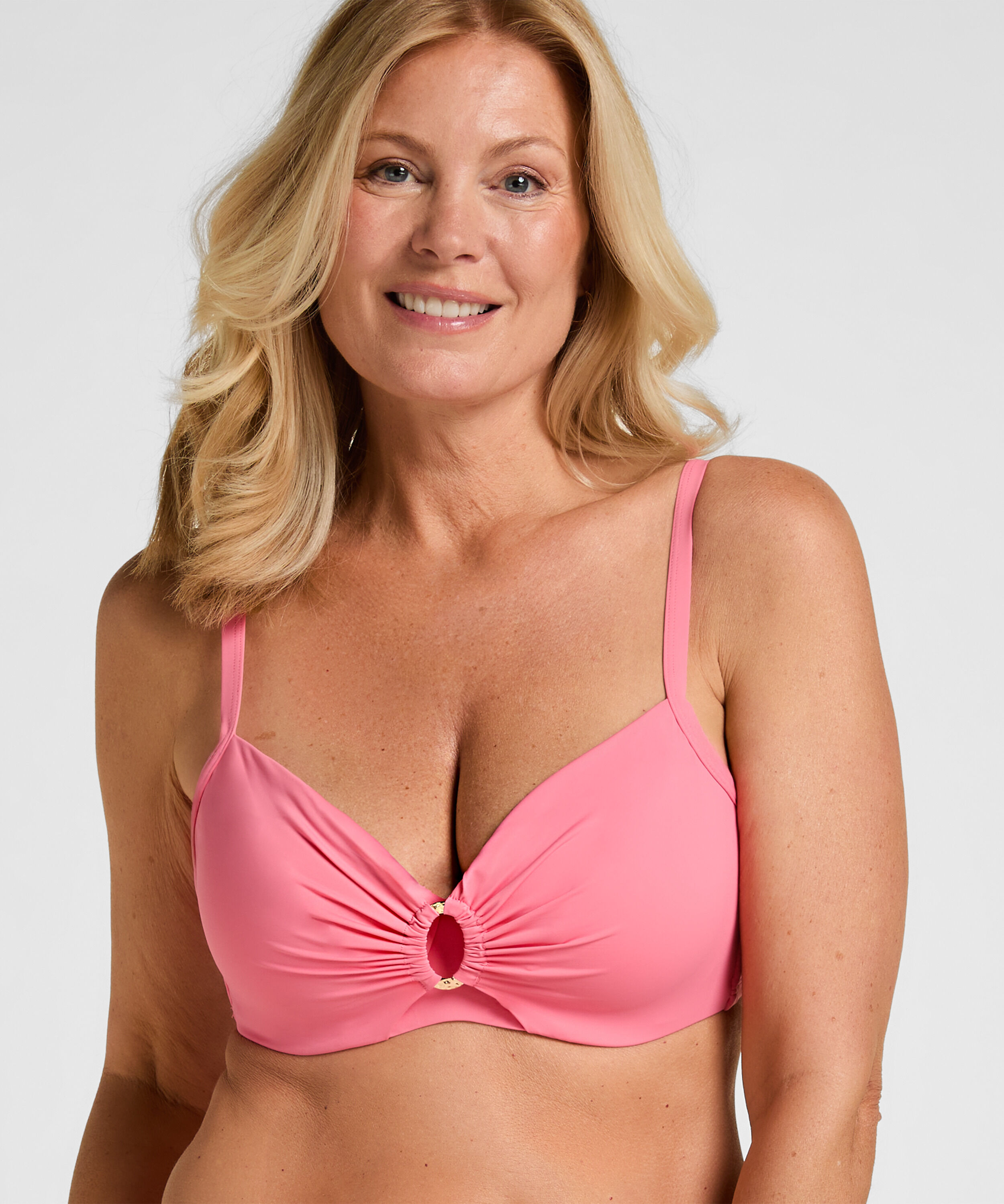 Nieusztywniona g&oacute;ra od bikini z fiszbinami Luxe, R&oacute;żowy