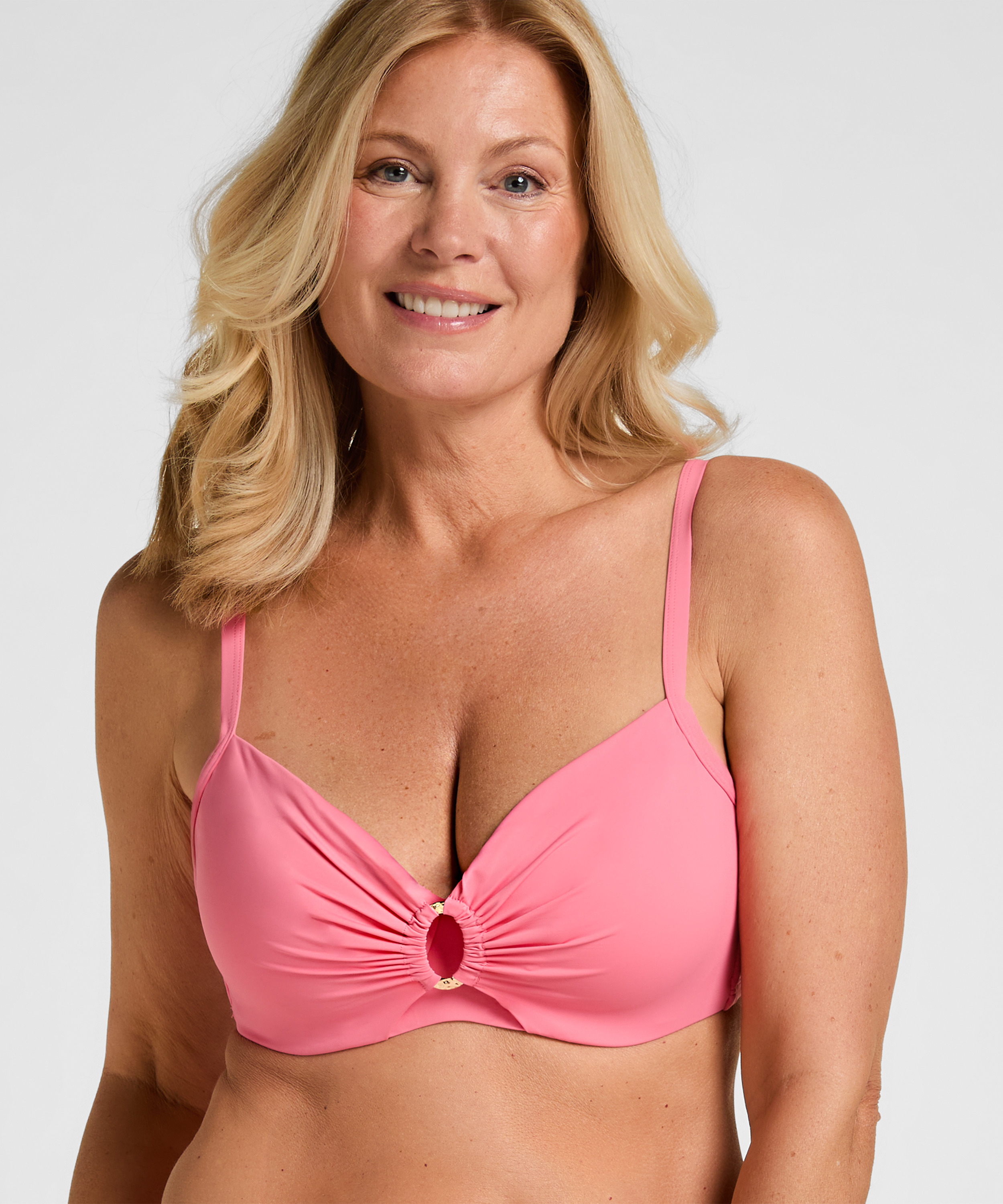 Nieusztywniona g&oacute;ra od bikini z fiszbinami Luxe, R&oacute;żowy, main