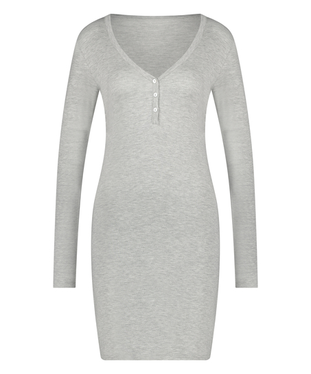 Nocna koszula Henley, Szary