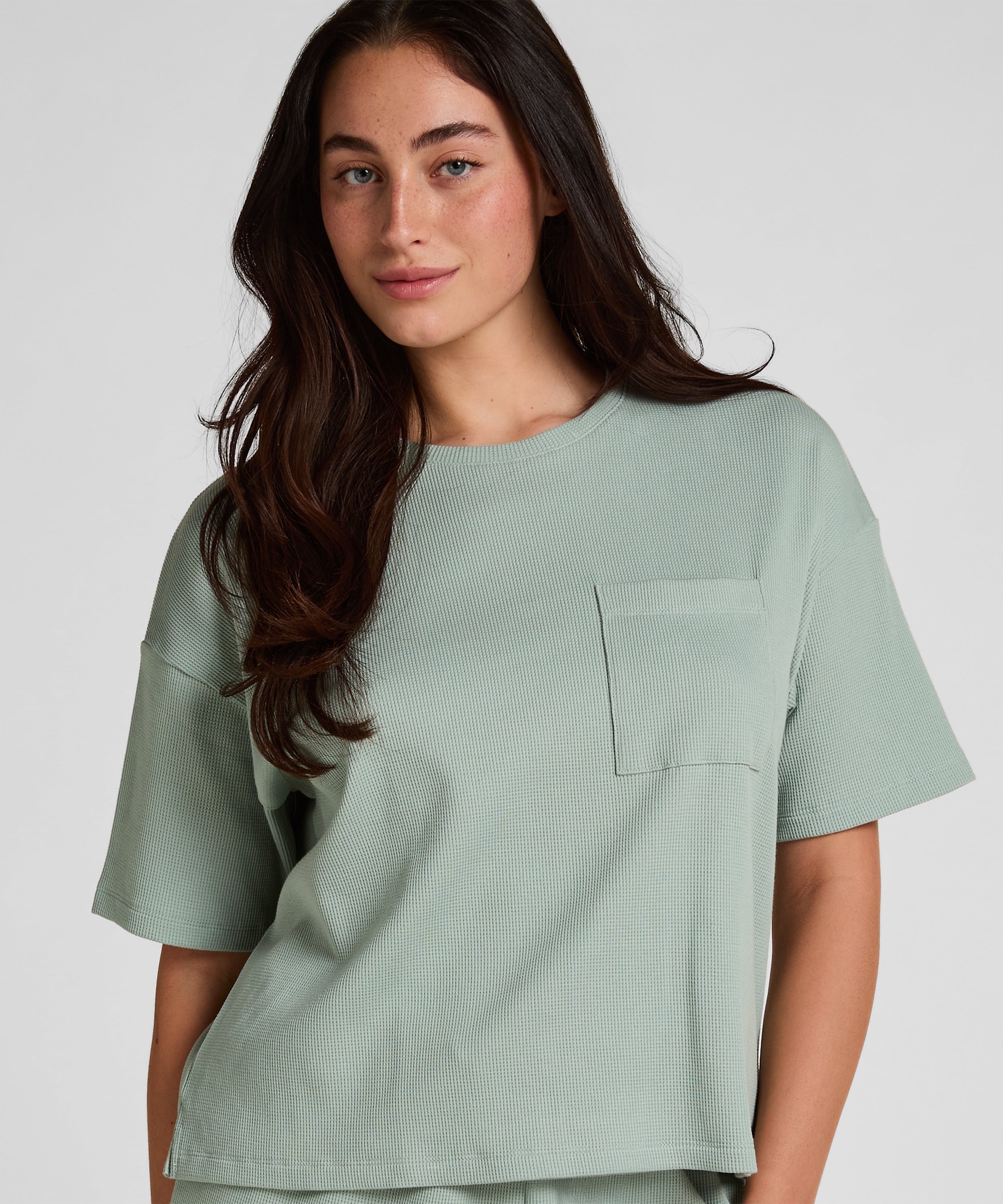 Pyjama Top Waffle, Zielony, main