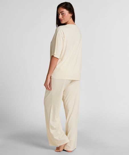 Spodnie Piżamowe Loose, Biały