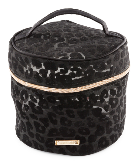 Leopard Large Make-Up Bag, Czarny