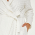 Long Fleece Bathrobe, Biały