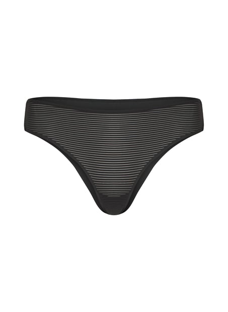 Niewidoczne pod ubraniem brazyliany z paskami i siateczką, Czarny