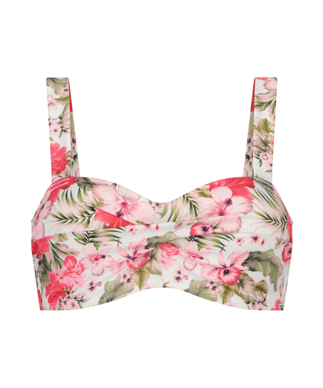 Usztywniona g&oacute;ra od bikini typu bandeau Tropical, Biały