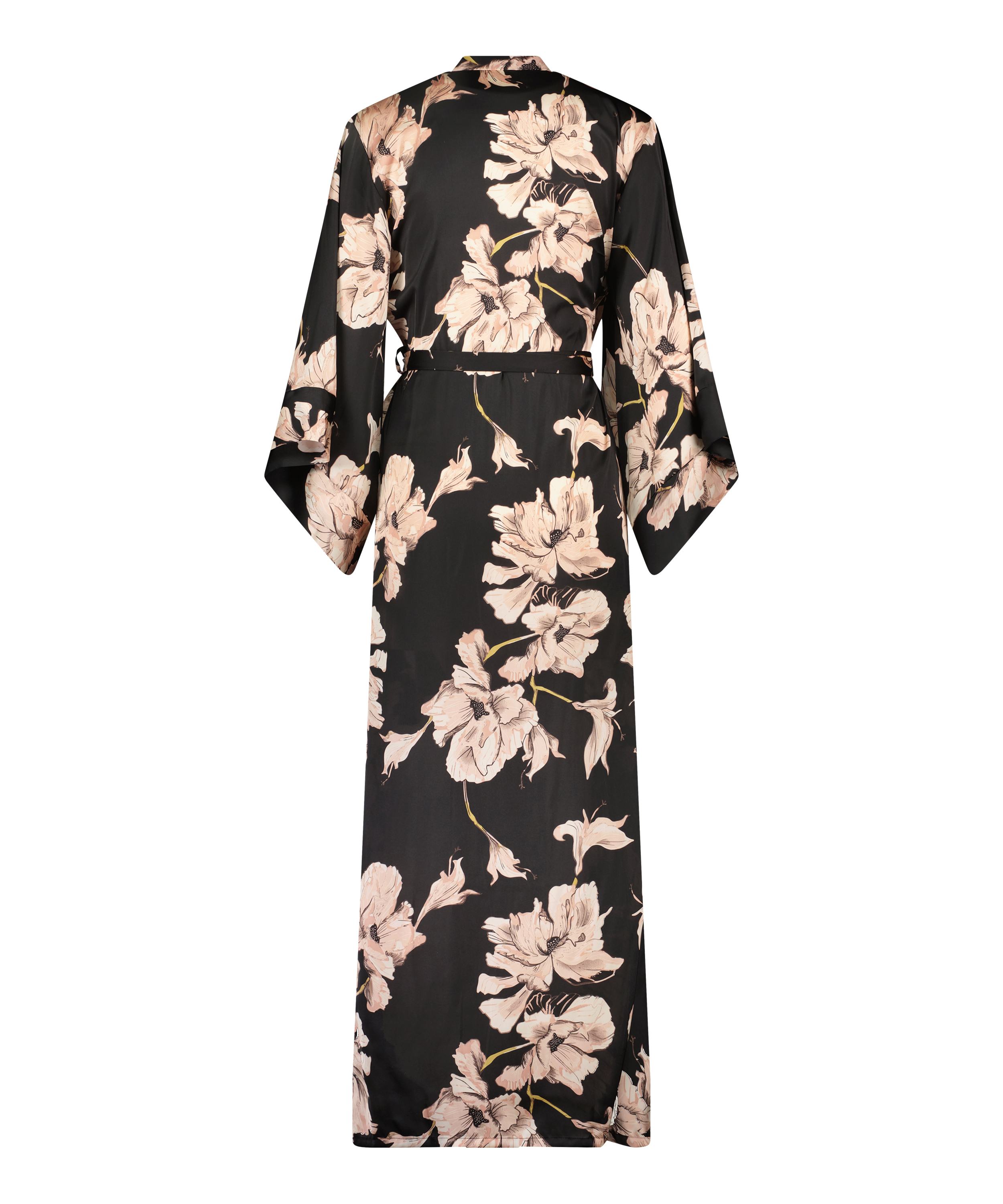 Satynowe kimono Bloom, Czarny, main