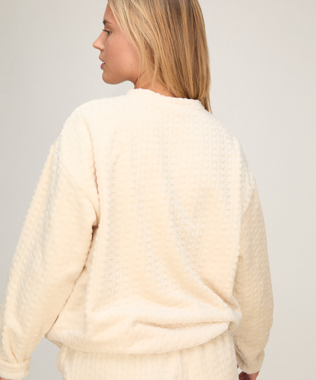 Komplet Piżamy Cable Fleece Heart, Biały