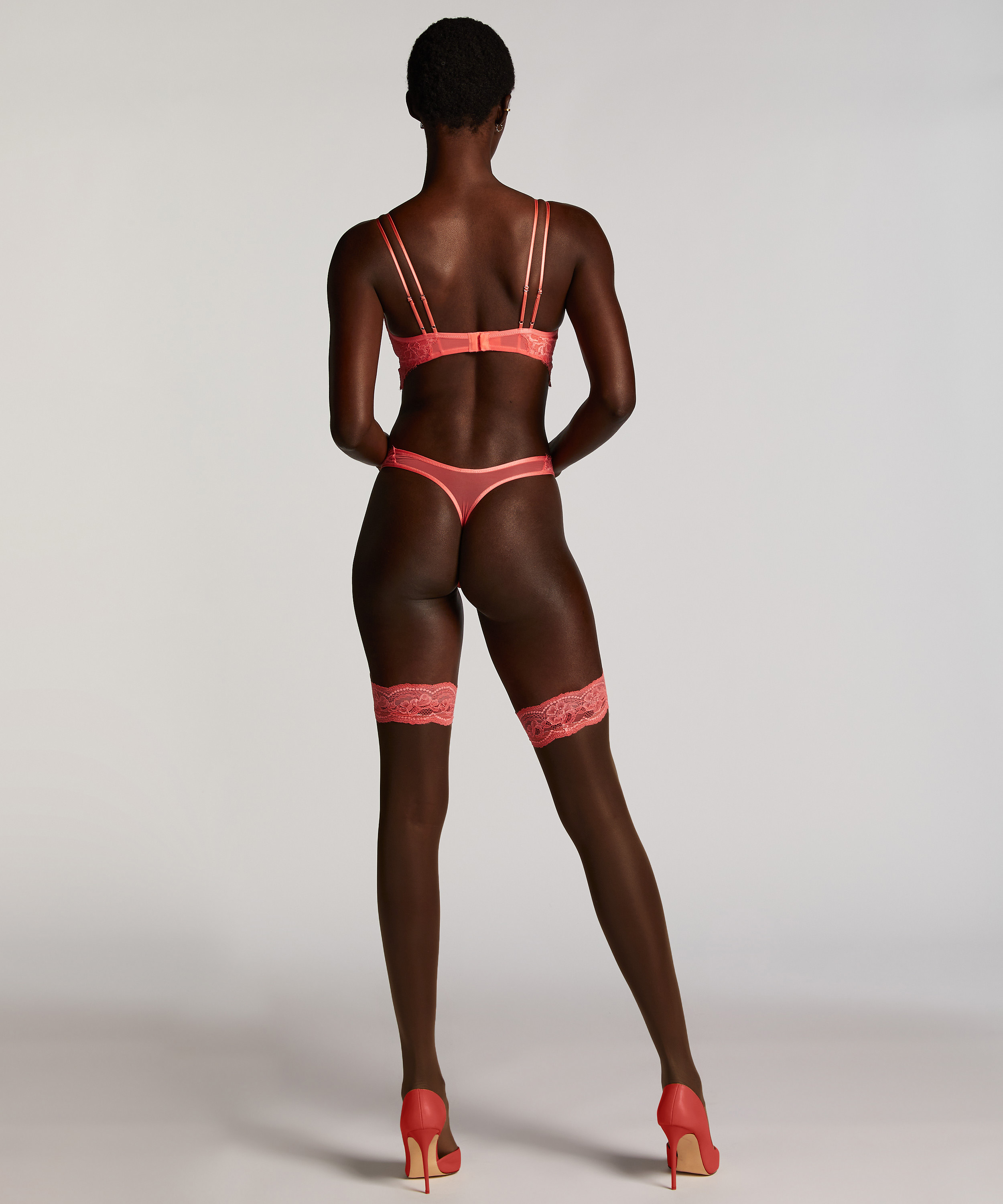 Pończochy Samonośne 15 Den Koronka, Różowy, main