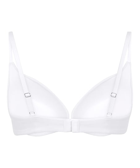 Usztywniony bawełniany biustonosz push-up z fiszbinami, Biały