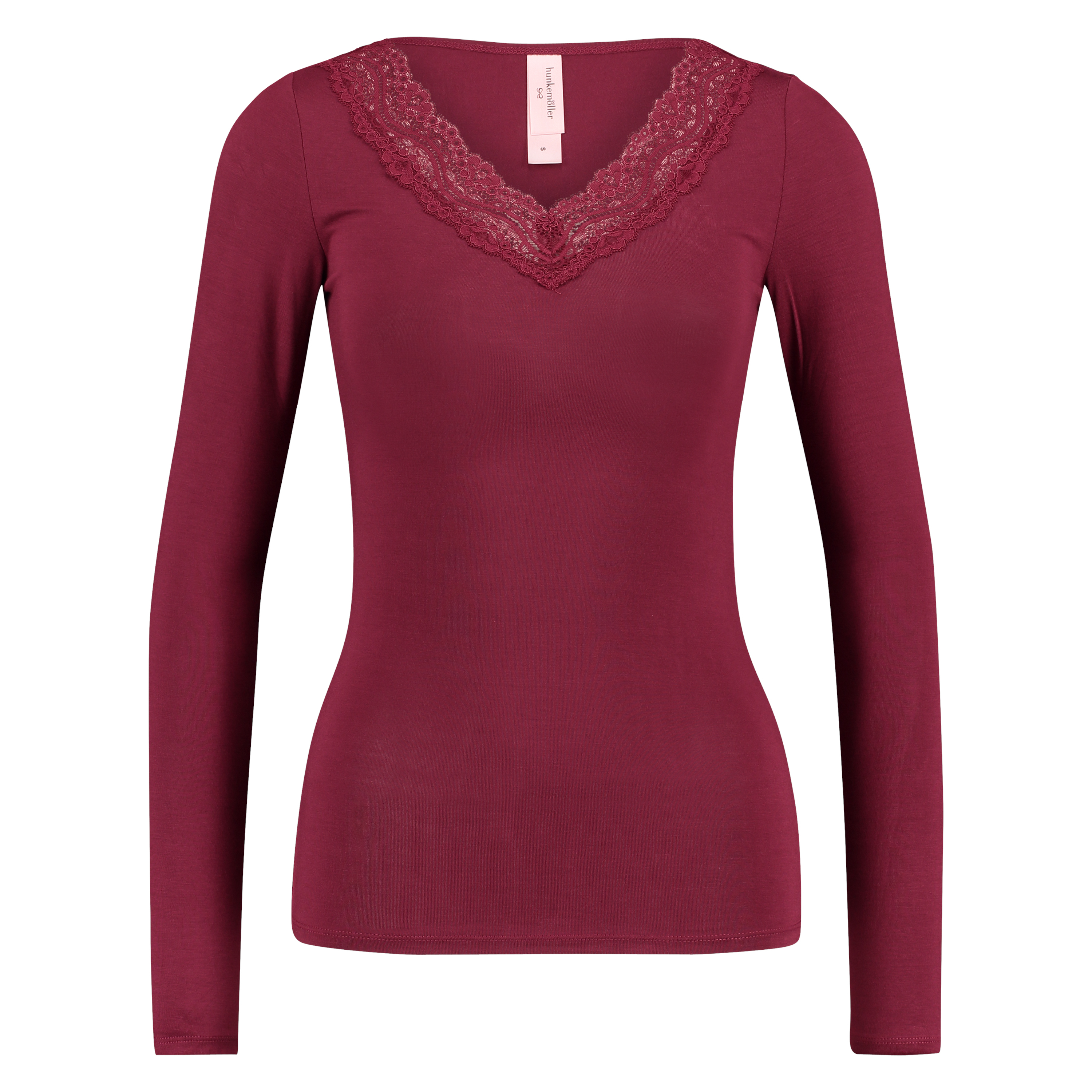 Top v-neck lace, Czerwony, main