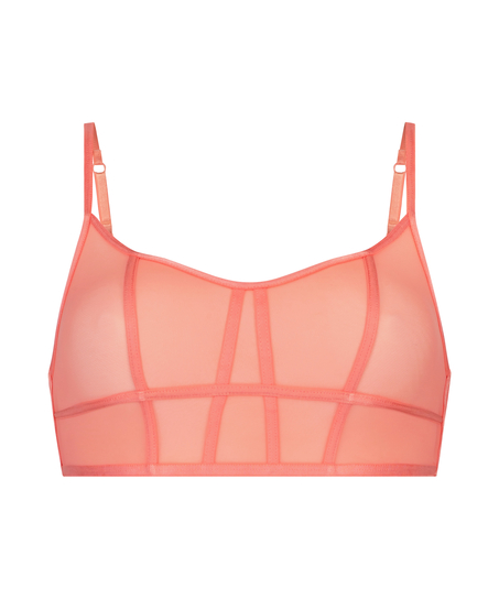 Seksowny biustonosz bralette z siateczki, Pomarańczowy