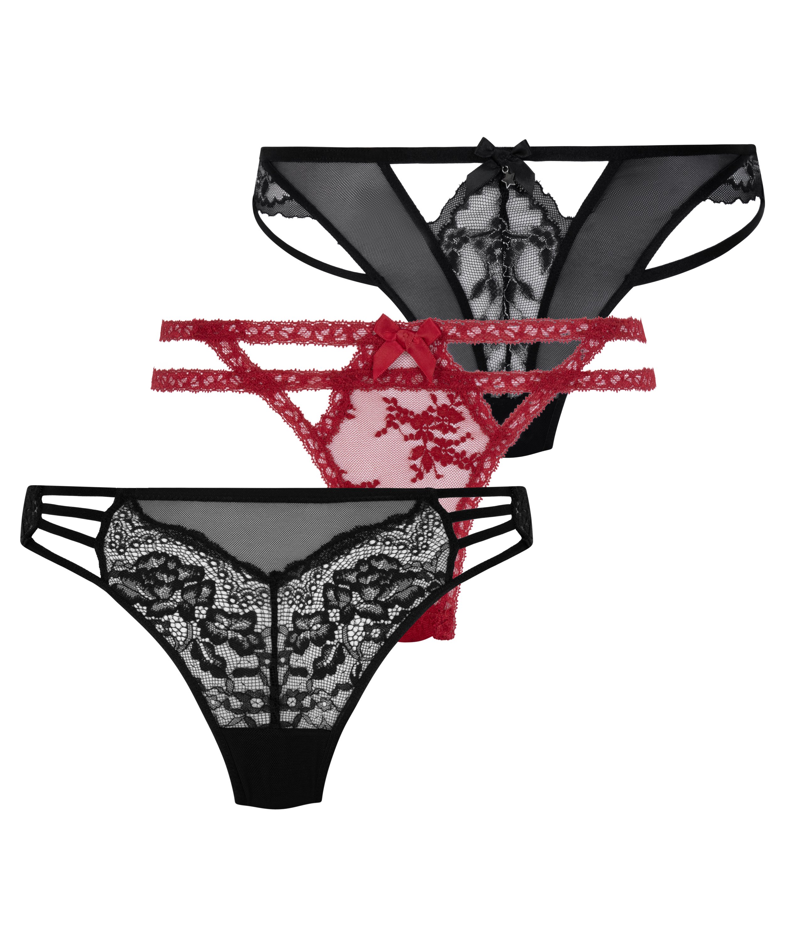 Stringi, zestaw 3 sztuk, Czarny, main