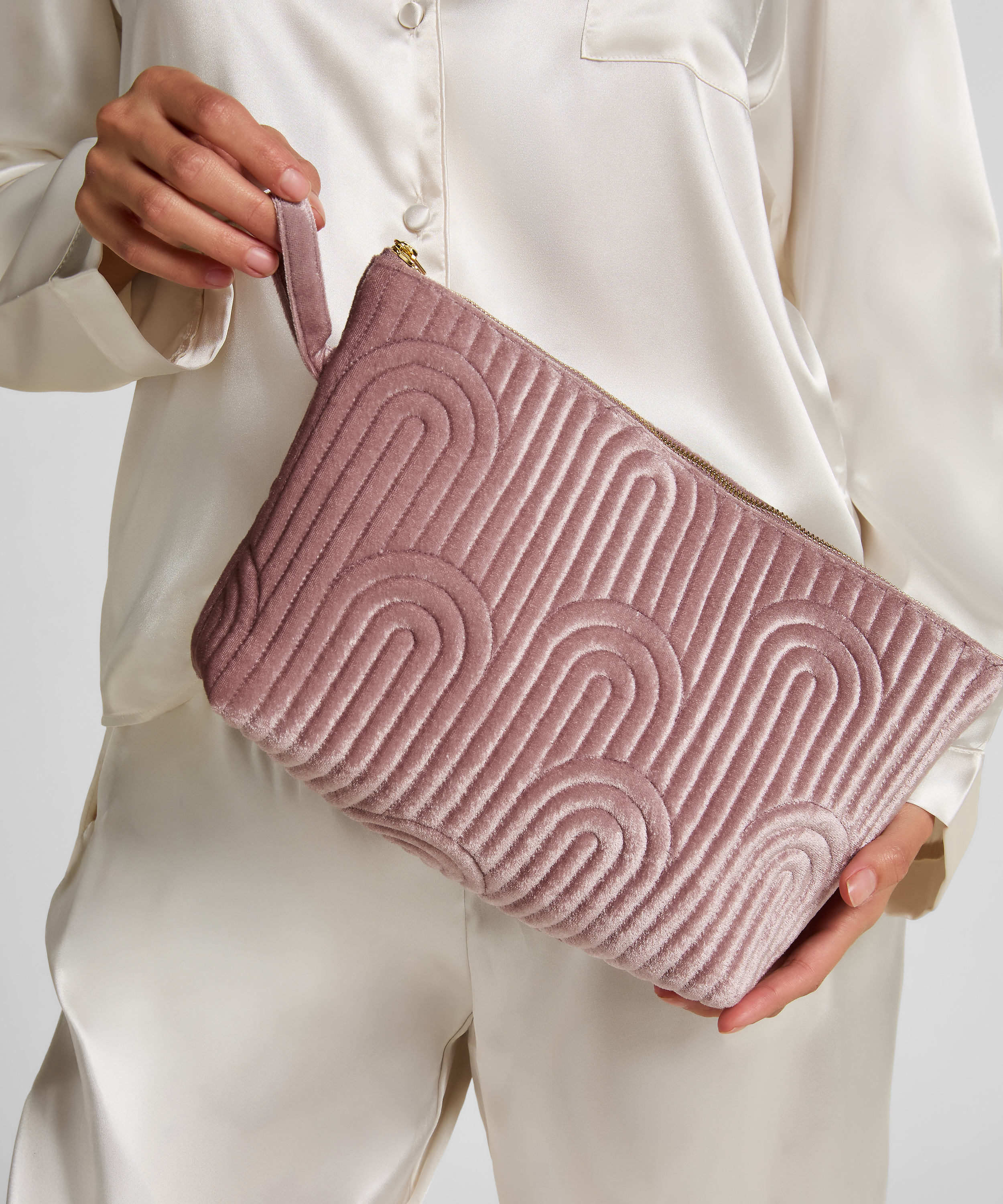 Welurowa kosmetyczka Duży, Fioletowy, main