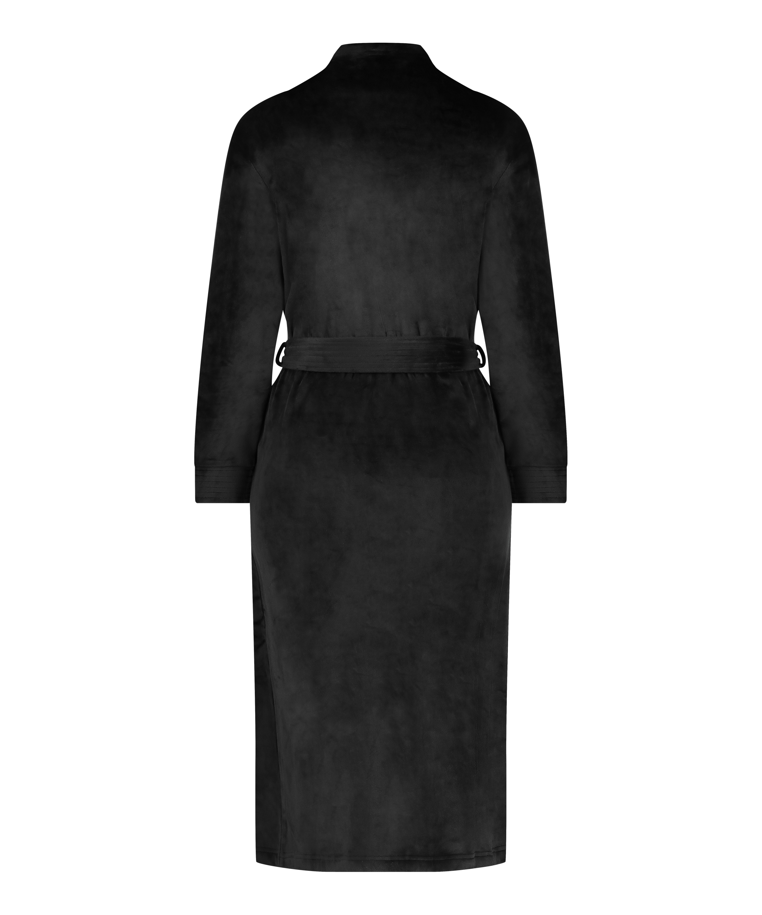 Długi szlafrok z polaru, Czarny, main