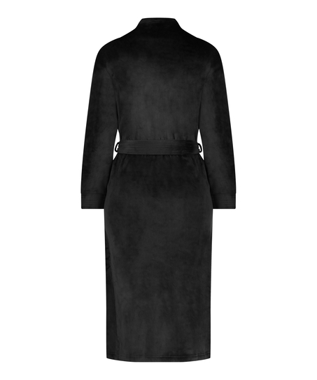 Długi szlafrok z polaru, Czarny