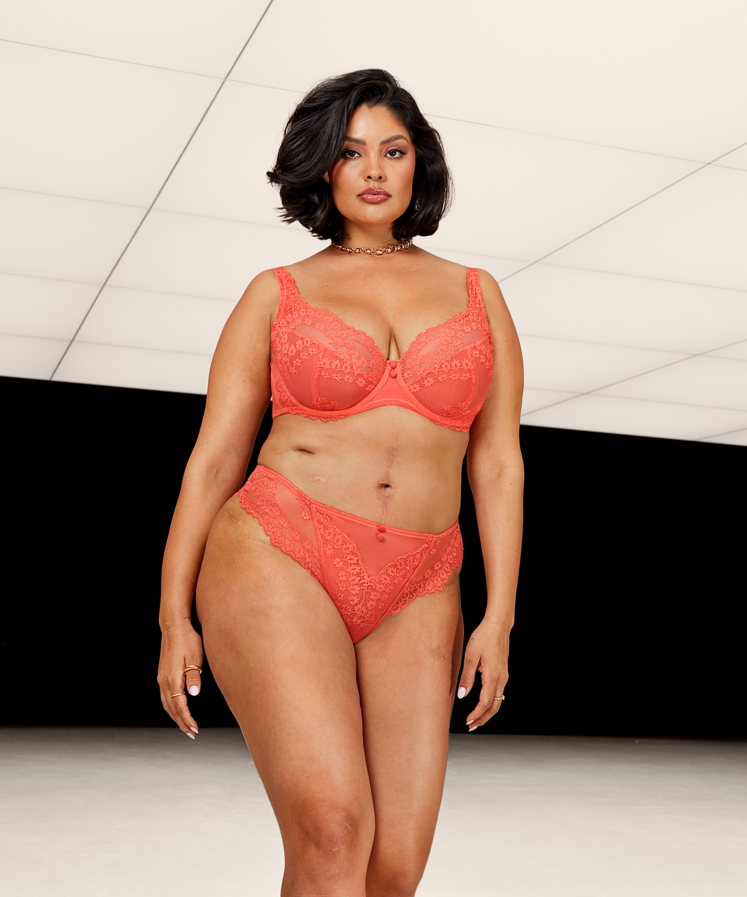 Biustonosz nieusztywniany z fiszbinami Daisy, Pomarańczowy, main