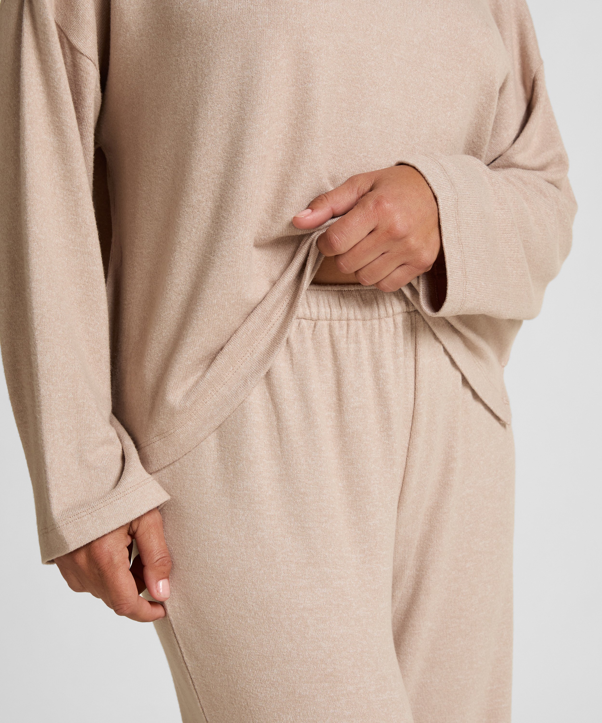 Spodnie z dżerseju szmerglowanego, Beżowy, main