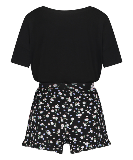 Zestaw piżamowy z szortami, Czarny