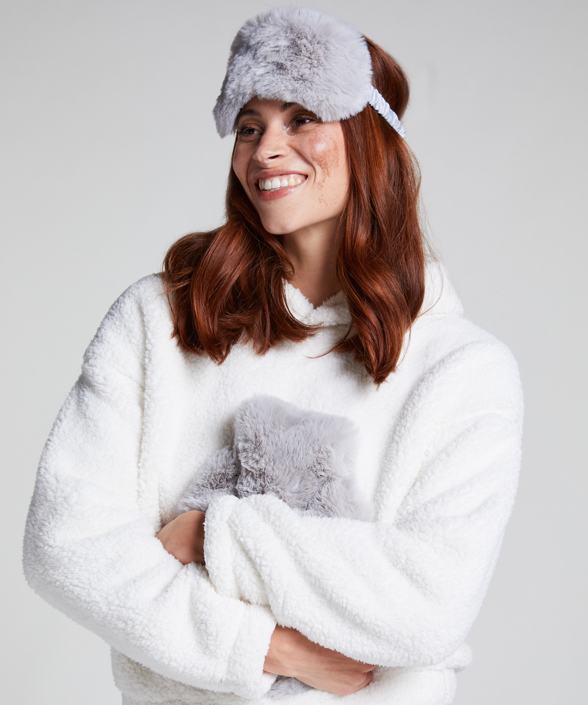 Butelka z gorącą wodą Zestaw masek do spania, Szary, main