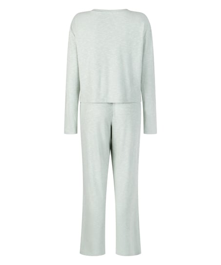 Koronkowa piżama z długim rękawem, Zielony