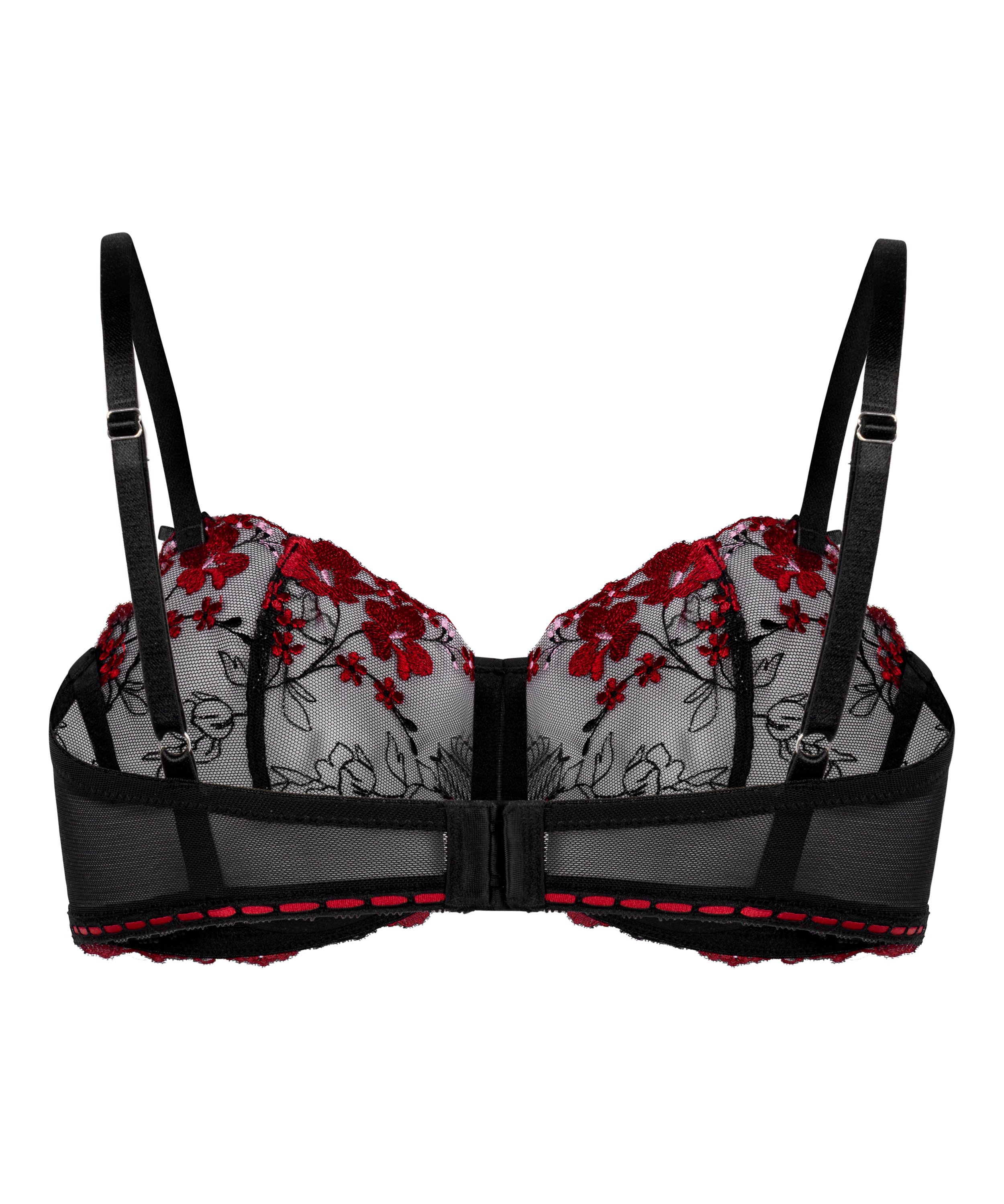 Nieusztywniany biustonosz z fiszbinami Peonie, Czarny, main