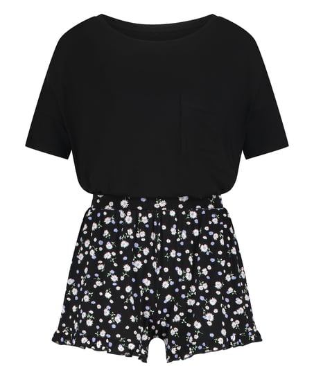Zestaw piżamowy z szortami, Czarny