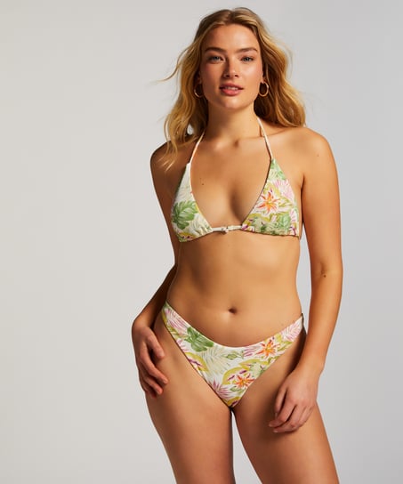 Majtki Bikini Wysoko Krojona Tropics, Biały