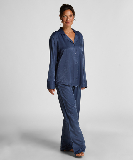 Kurtka z satyny z długimi rękawami Ayla, Niebieski