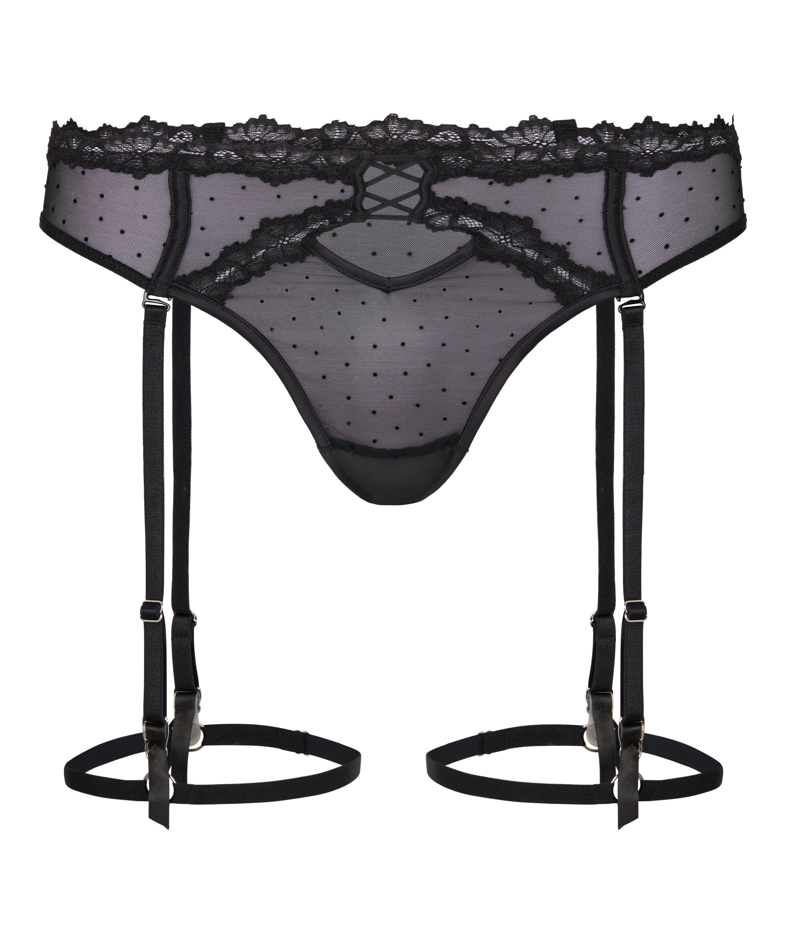Stringi Typu Suspender Kat, Czarny