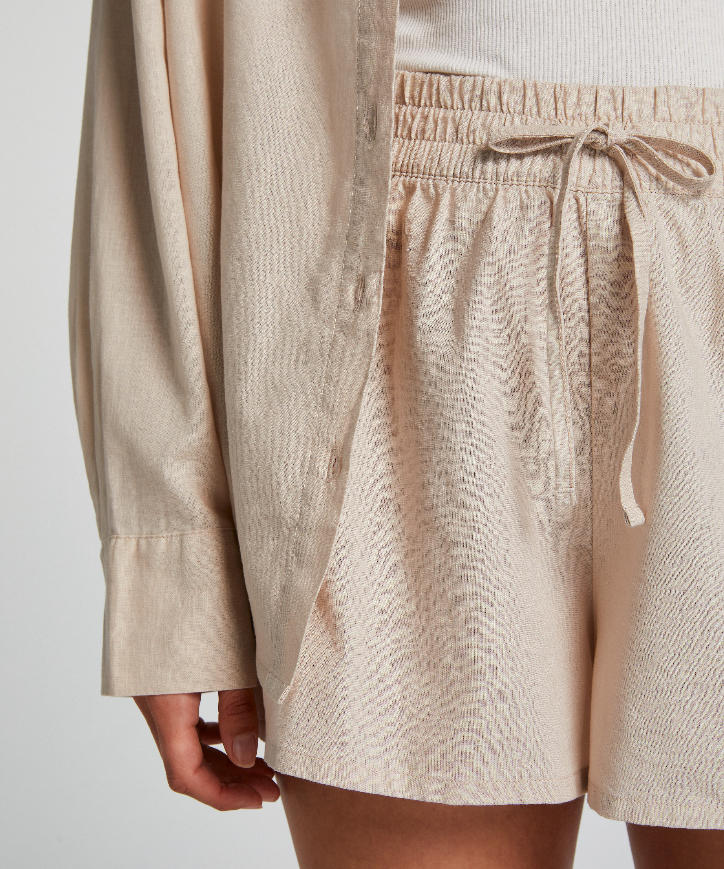 Lniane spodenki piżamowe Len, Beżowy, main