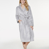 Fleece Bathrobe Short, Szary