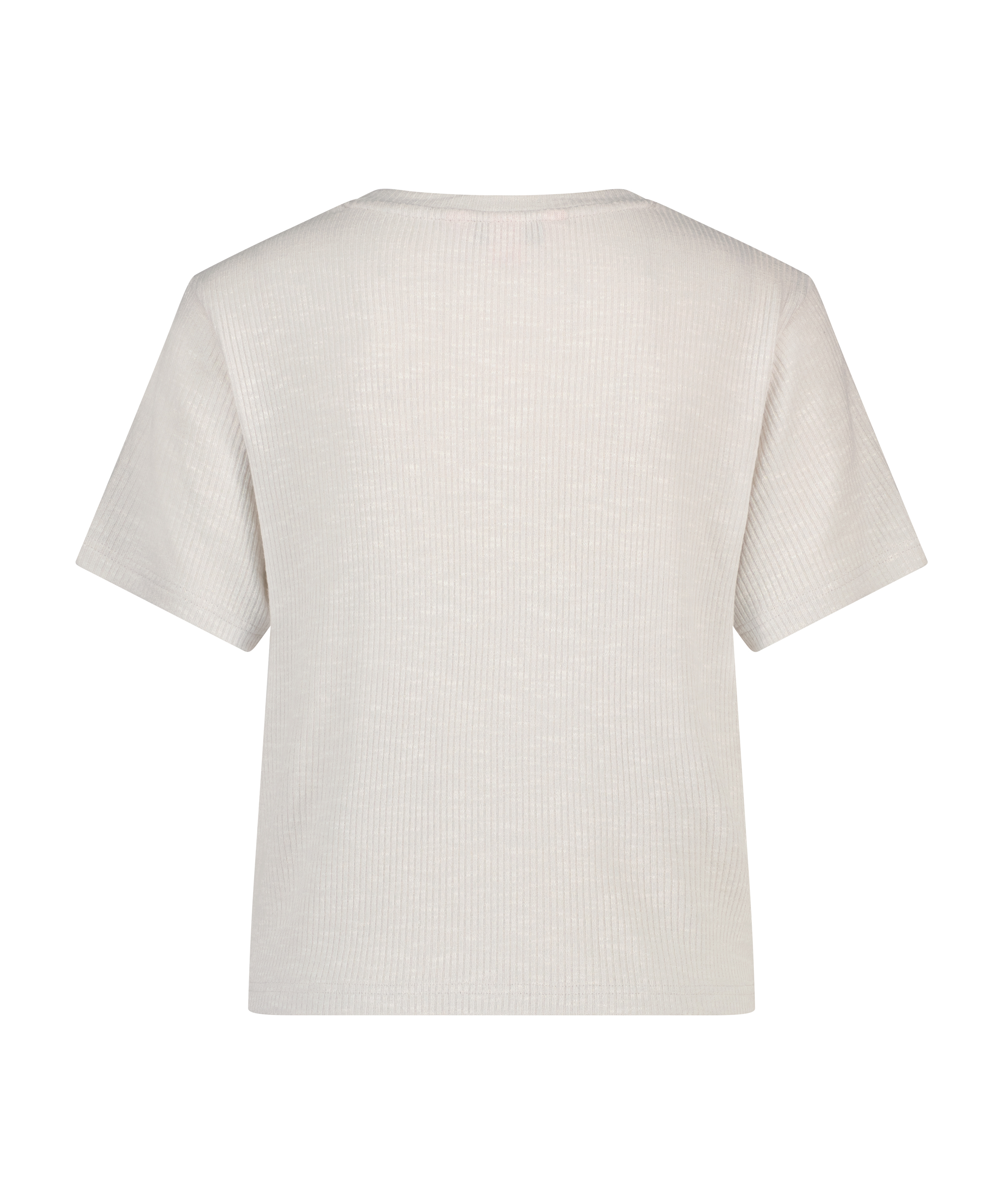 Top z krótkimi rękawami z tkaniny w prążki, Beżowy, main