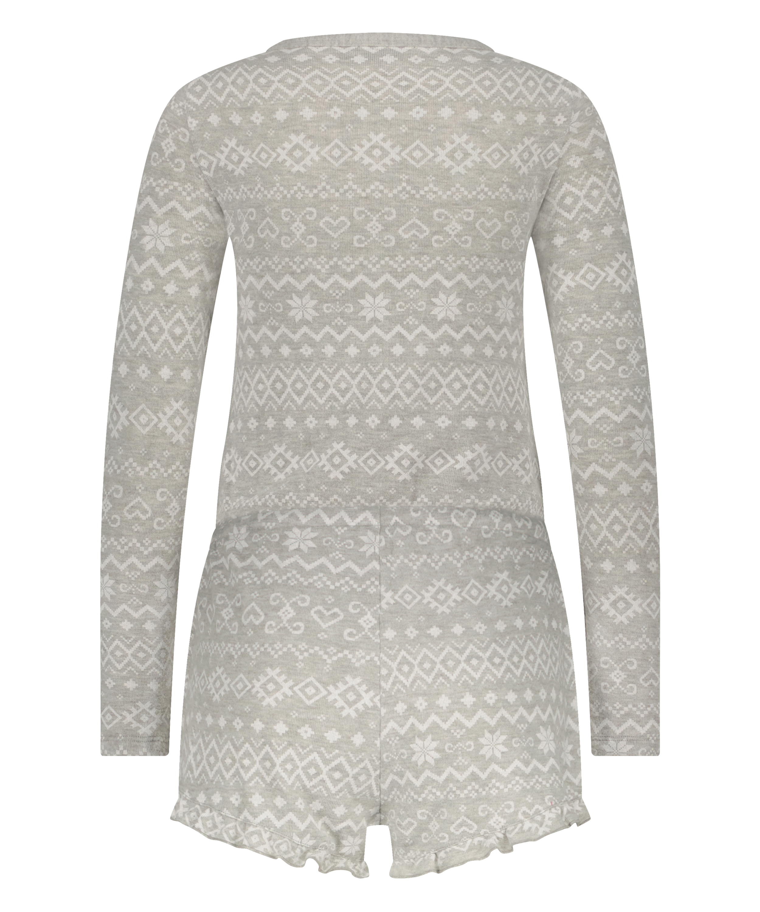 Piżama jednoczęściowa krótka Brushed Rib, Szary, main